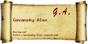 Gavansky Alex névjegykártya